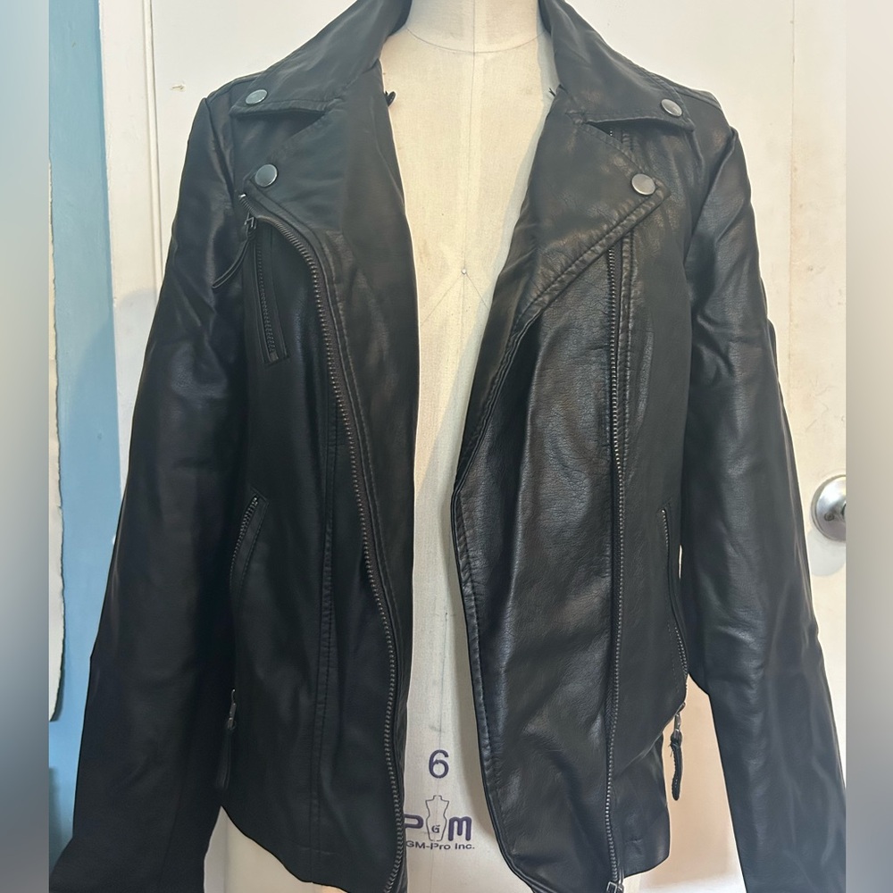 Sebby Black faux Leather Jacket for Women